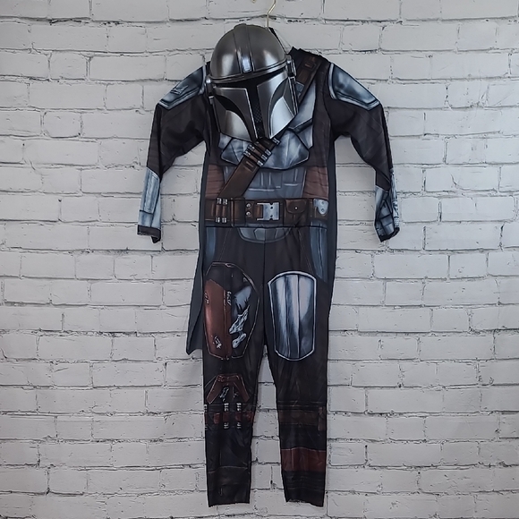 Rubies Star Wars Kid's Mandalorian Halloween Jumpsuit Costume Silver/Brown Multi - Picture 5 of 17
